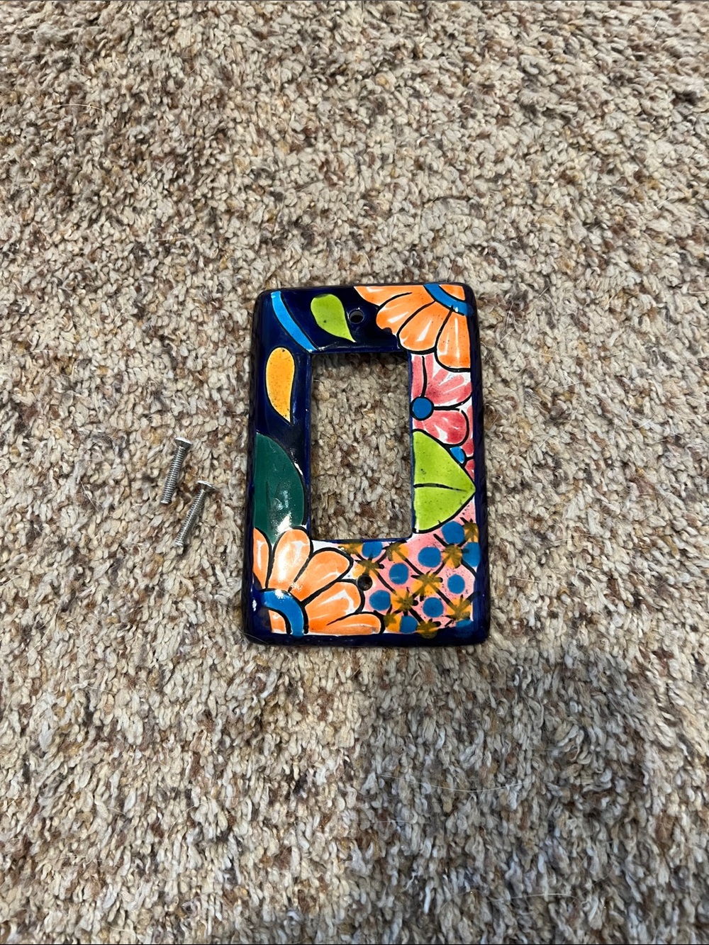 Hand-Painted Floral Ceramic Switch Plate Cover - Multicolor